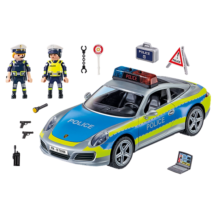 سيارة بورش 911 كاريرا 4S شرطة - 36 قطعة مع أضواء وأصوات واقعية تناسب الجميع من بلايموبيل