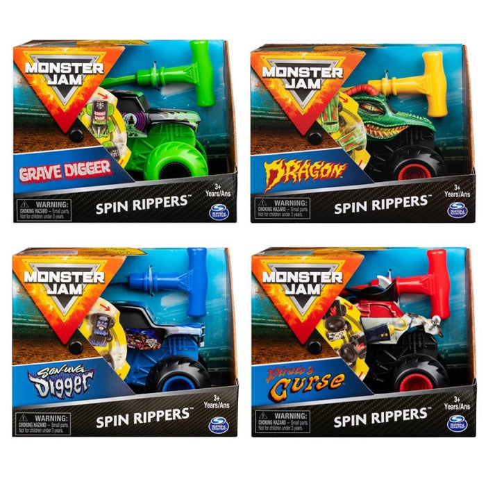 شاحن Monster Jam Spin Rippers بحجم 1:43 - Grave Digger مع تفاصيل مذهلة وإثارة! من سبين ماستر
