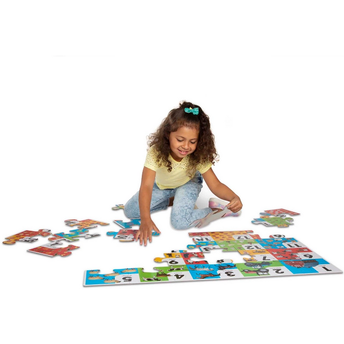 لعبة بازل م Farm Number Floor Puzzle- 24 قطعة من الكرتون السميك، سهلة التنظيف وتعزز مهارات الأطفال. من ميليسا آند دوغ