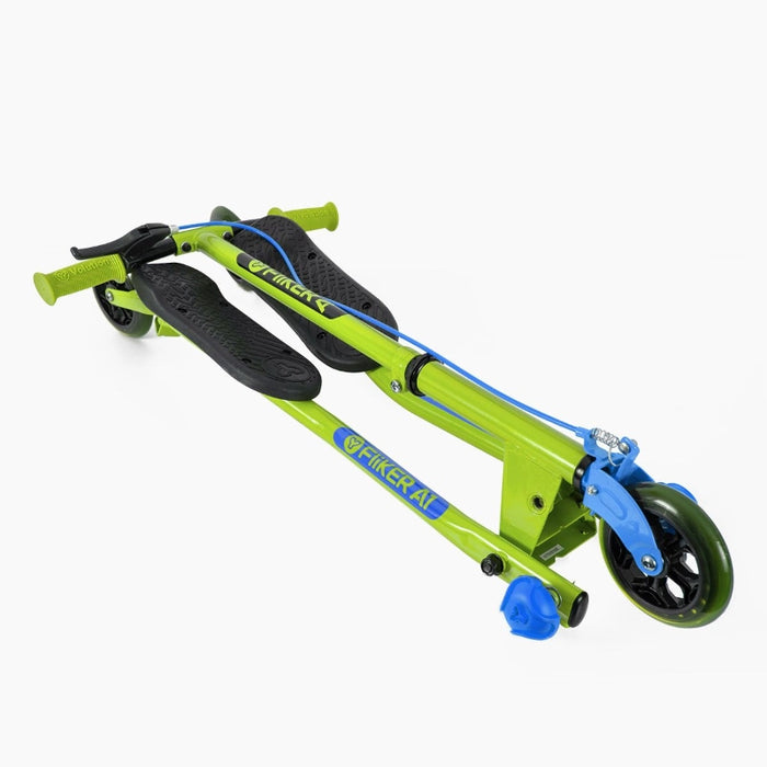 رايدر Yfliker A1 - تحديث 2018 بألوان أخضر وأزرق، تصميم ثلاثي العجلات قابل للطي. من وايفولوشن