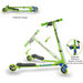 رايدر Yfliker A1 - تحديث 2018 بألوان أخضر وأزرق، تصميم ثلاثي العجلات قابل للطي. من وايفولوشن