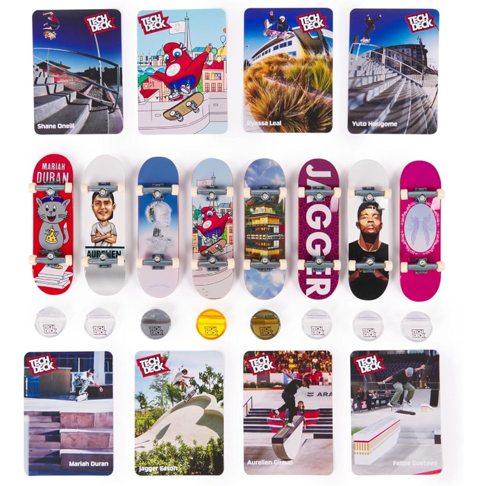 مجموعة Tech Deck الأولمبية 96 مم (8 قطع) مع حوامل وبطاقات تجميع مميزة من سبين ماستر