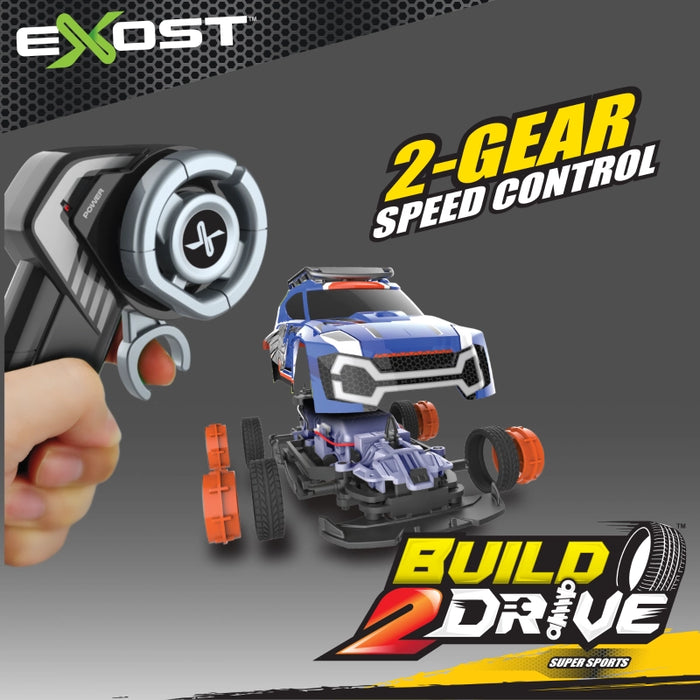 سيارة سباق RC 1:24 من إكزوسست Build 2 Drive مع تحكم 20 متر وقطع سهلة التركيب من سيلفرليت