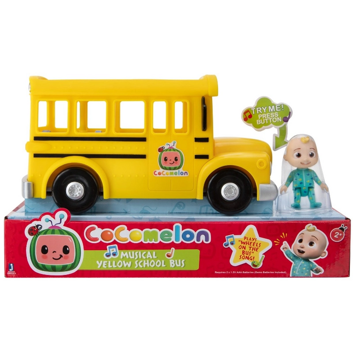 باص المدرسة الموسيقي الأصفر من CoComelon مع شخصية JJ و6 أصدقاء وأغنية "Wheels on the Bus" من جازويرز
