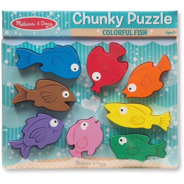 لعبة بازل سميكة - أسماك ملونة 8 قطع خشبية لتنمية المهارات الحركية والتعبير الإبداعي من ميليسا آند دوغ