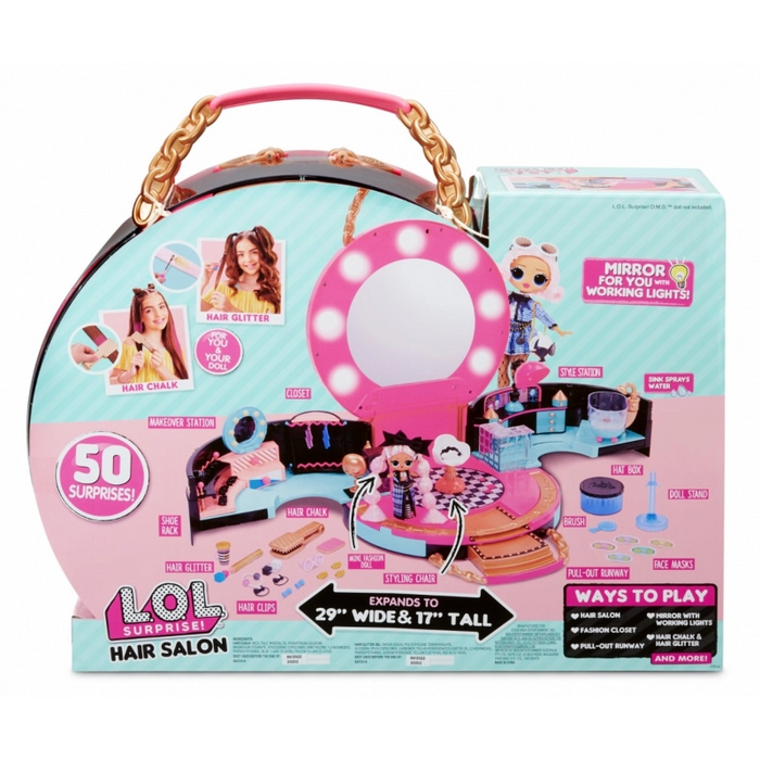 مجموعة صالون شعر L.O.L. Surprise مع 50 مفاجأة وتصفيف شعر حقيقي من إم جي إيه إنترتينمنت