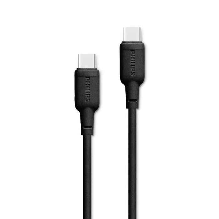 كابل فيليبس USB-C إلى USB-C 1.2 متر 60 واط شحن سريع (أبيض/أسود)