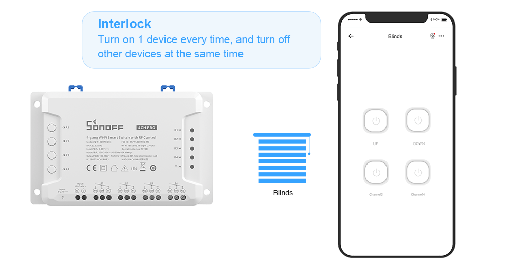 مفتاح ذكي واي فاي 4 قنوات  4CHR3 و 4CHPROR3 للتحكم المستقل بالأجهزة من sonoff