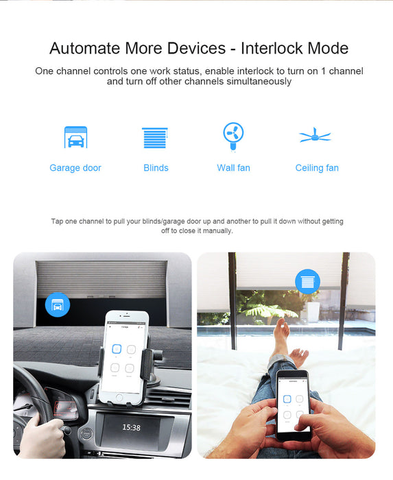 مفتاح ذكي واي فاي 4 قنوات  4CHR3 و 4CHPROR3 للتحكم المستقل بالأجهزة من sonoff
