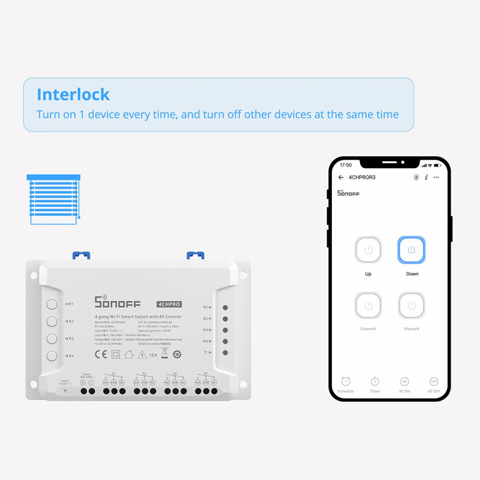 مفتاح ذكي رباعي القنوات للتحكم عبر الواي فاي والتردد اللاسلكي.من SONOFF