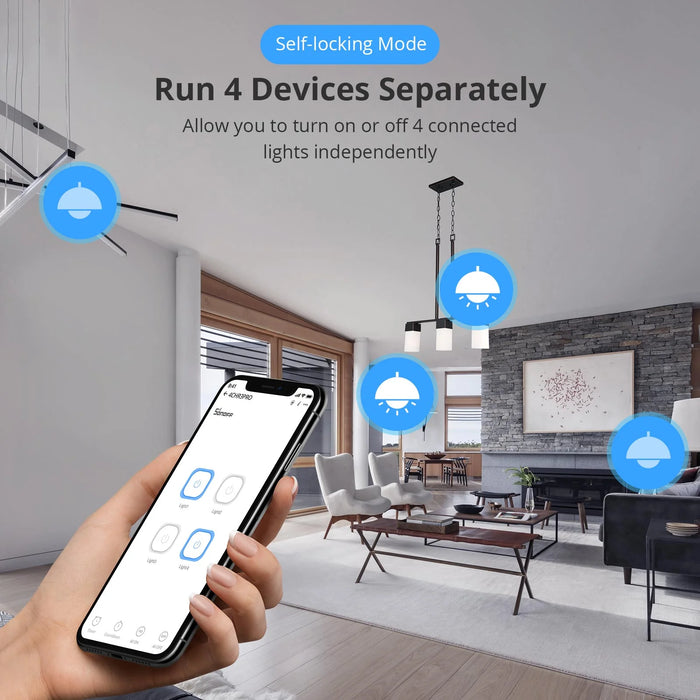 مفتاح ذكي رباعي القنوات للتحكم عبر الواي فاي والتردد اللاسلكي.من SONOFF
