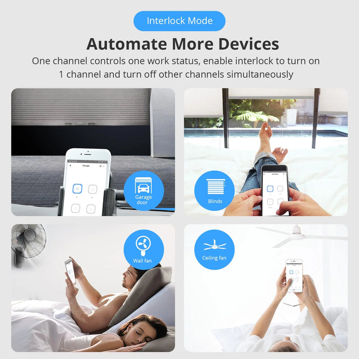 مفتاح ذكي رباعي القنوات للتحكم عبر الواي فاي والتردد اللاسلكي.من SONOFF