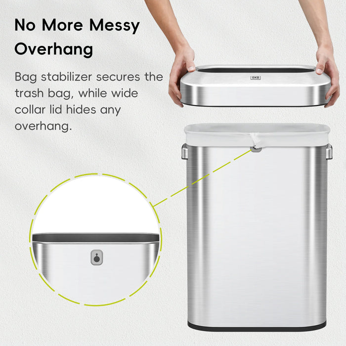 سلة مهملات إكو أوربان سليم فولاذ مقاوم للصدأ 60 لتر تصميم أنيق وموفر للمساحة