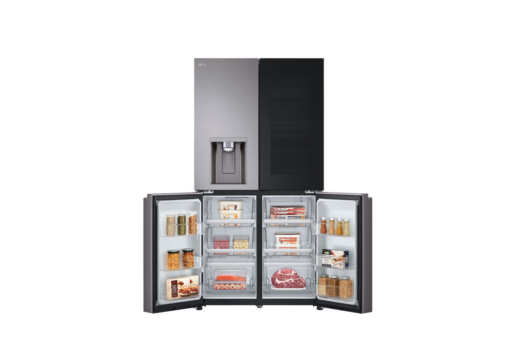 LG 4-Door Refrigerator, 889 Liters, Black Stainless Steel, Ice and Water Dispenser, Flat Door 