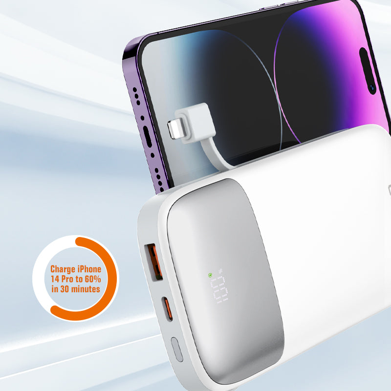 باور بانك للشحن السريع مع كابلات مدمجة من LDNIO باور بانك للشحن السريع مع كابلات مدمجة من LDNIO