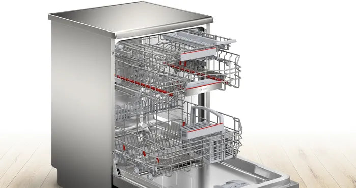 Bosch dishwasher with programs, a third basket, and an extra