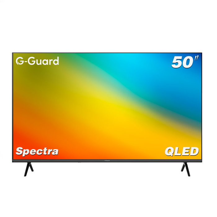 شاشة G-Guard Spectra CQG 50″ 4K QLED بتقنية Dolby Atmos وتصميم معدني بدون إطار