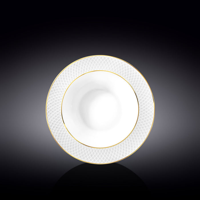 طبق 22.5 سم من Wilmax Diamond - أبيض وذهبي