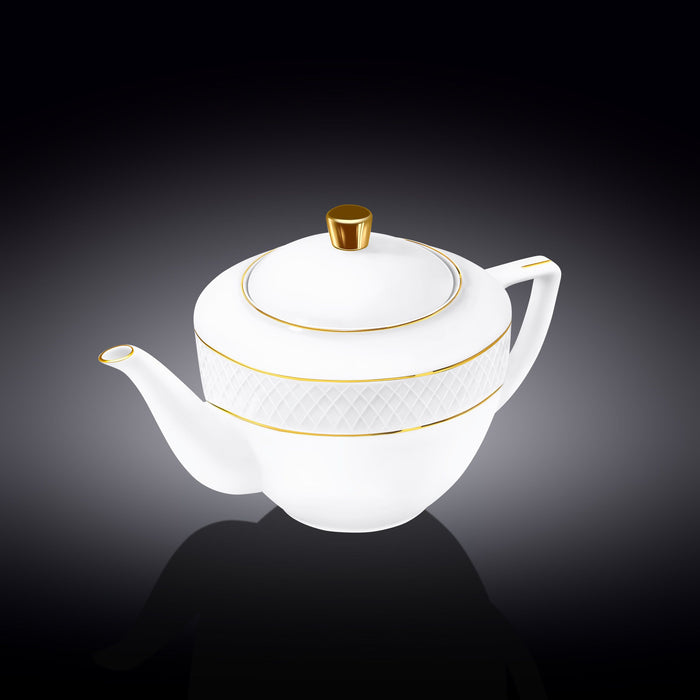 إبريق شاي 900 مل من Wilmax Diamond - أبيض وذهبي