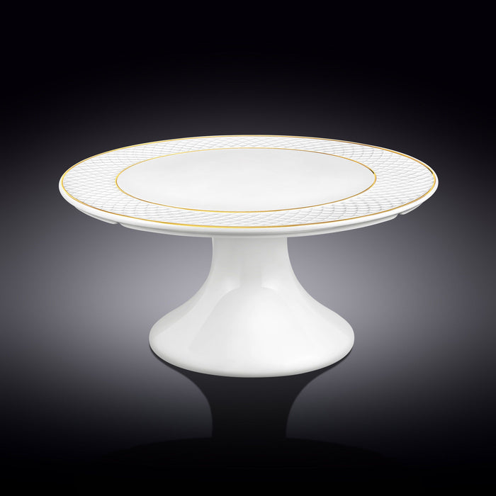 مضيفة كيك 10*30 سم من Wilmax Diamond - أبيض وذهبي