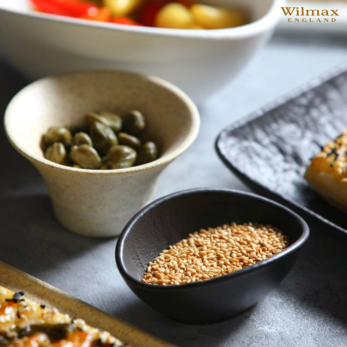 طبق بيضوي 8*6 سم من Wilmax SlateStone - اسود