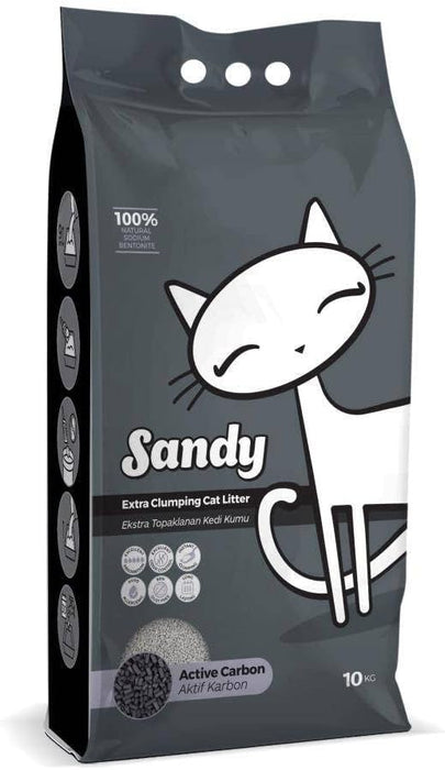 Sandy Cat Litter 10 kg - Marseille Soap, with Activated Charcoal and Bentonite