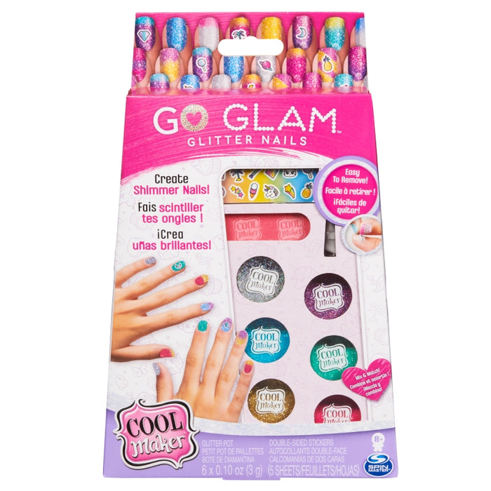 مجموعة أظافر الغليتر GO Glam من كول ميكر بتصاميم لامعة بستة ألوان مختلفة من سبين ماستر