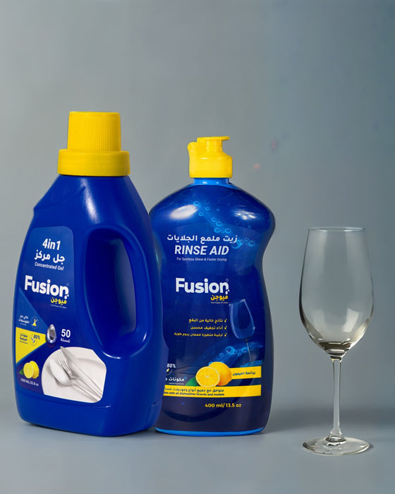 باقة فيوجن الكاملة لجلايات الصحون 3 في 1 جل وزيت وملح 80% طبيعي من Fusion