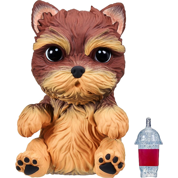 باقة واحدة من OMG Pets - يوركي: جرو تفاعلي مع 15 صوتاً وزجاجة عصير لتغذيته. من موس