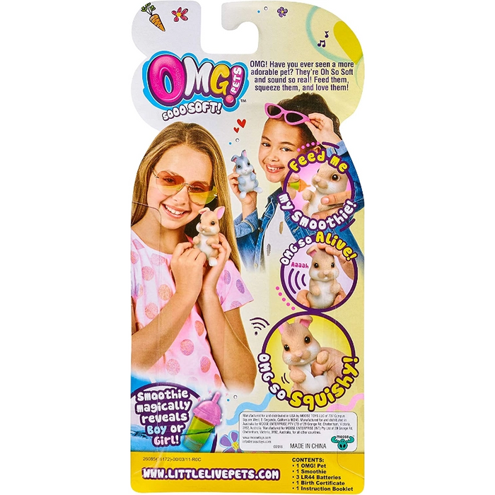 باقة واحدة من OMG Pets أرنب بني تفاعلي مع أكثر من 15 صوت وزجاجة عصير. من موس