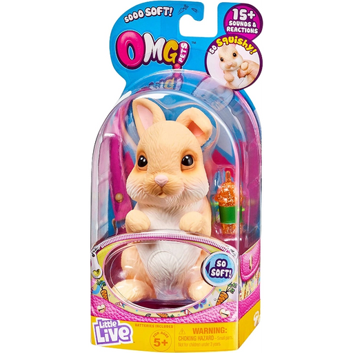 باقة واحدة من OMG Pets أرنب بني تفاعلي مع أكثر من 15 صوت وزجاجة عصير. من موس