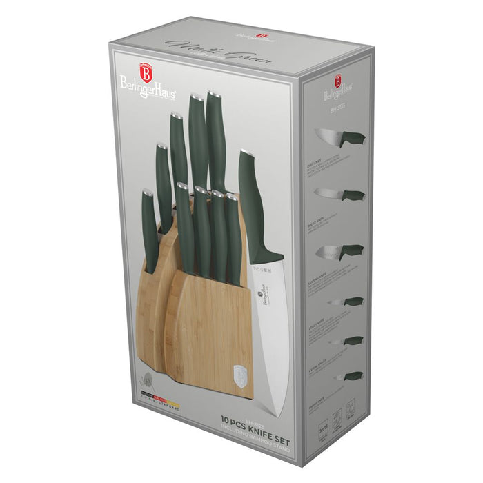 طقم سكاكين وستاند 10 قطع من Berlinger Haus - أخضر غير لامع