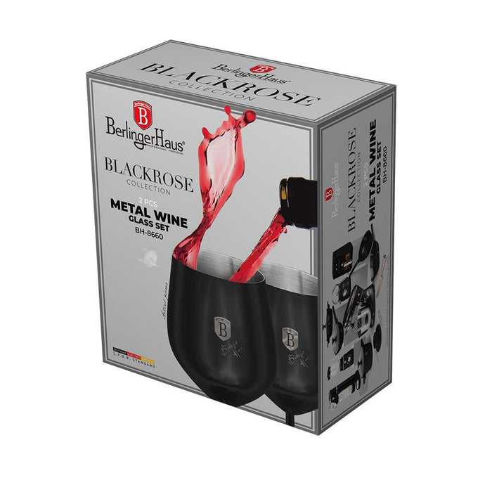 Berlinger Haus 550ml 2-Piece Stainless Steel Mug Set - Black Rose