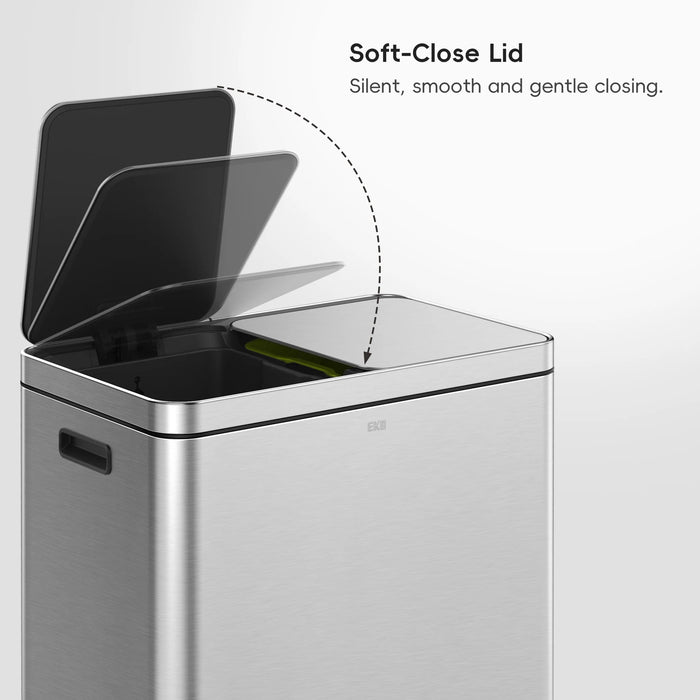 سلة المهملات المزدوجة إيكو إديسون 30 لتر مغلقة بهدوء مع دواسات مزدوجة