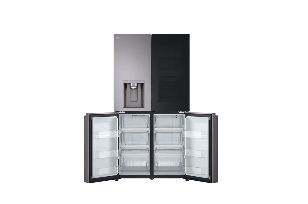 LG 4-Door Refrigerator, 889 Liters, Black Stainless Steel, Ice and Water Dispenser, Flat Door 