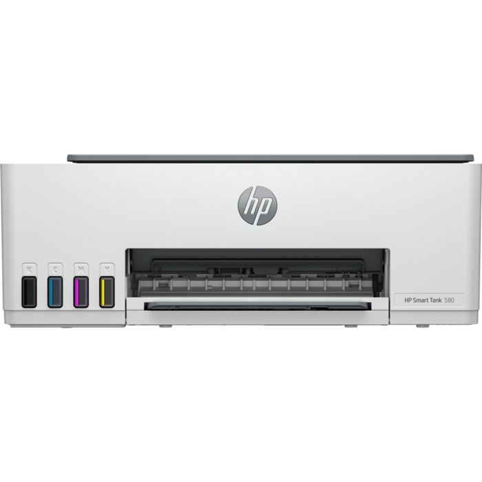 طابعة HP سمارت تانك 580 لاسلكية متعددة الوظائف بتصميم مدمج للمساحات الصغيرة