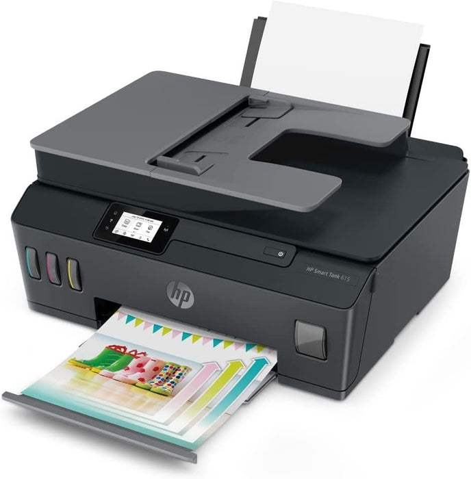 طابعة HP سمارت تانك 615 لاسلكية متعددة الاستخدامات، طباعة ونسخ ومسح ضوئي، تصميم مدمج.