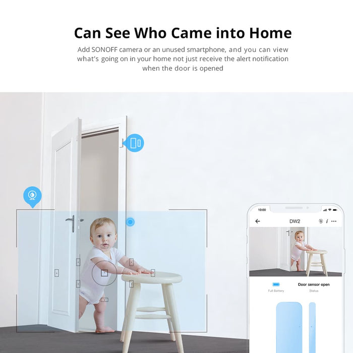 DW2-Wi-Fi مستشعر باب ونافذة لاسلكي مع مزامنة الحالة وتذكير ببطارية منخفضة من  sonoff