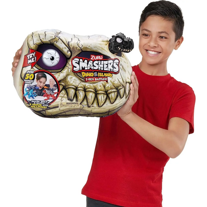 مجموعة ألعاب معركة الديناصورات سموشرز جزيرة الديناصورات T-Rex - 52 قطعة مع مغامرات مفاجئة ومثيرة. من زورو