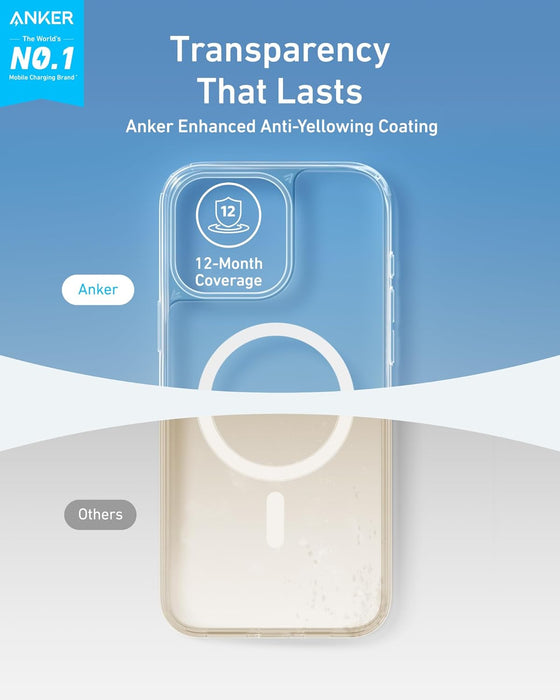 غطاء شفاف لهاتف iPhone 16 Pro بحماية متينة ومضاد للصفرة من Anker