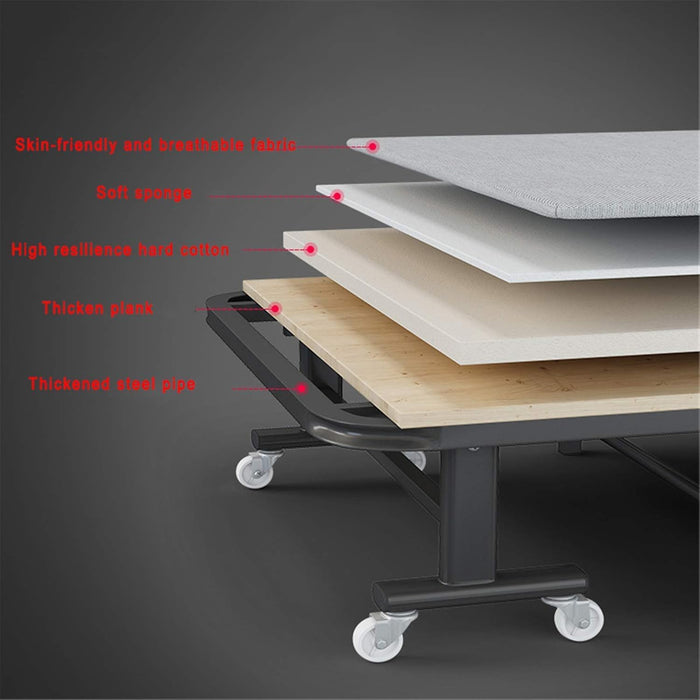 سرير ضيف قابل للطي 190x90 سم من إطار معدني محمول مع مسند رأس قابل للتعديل