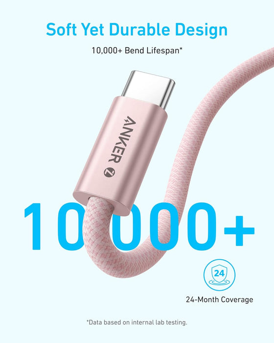 اسود كابل USB-C إلى USB-C مضفر بسرعة 240W للشحن الفائق من Anker