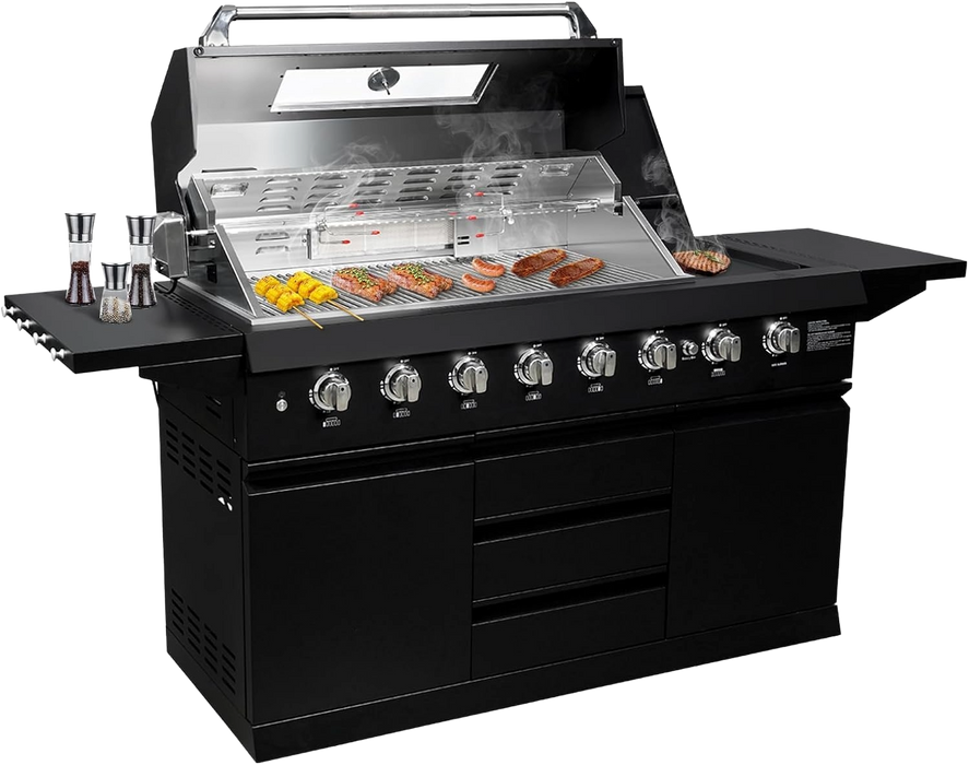 شواية غاز 6 شعلات من الفولاذ المقاوم للصدأ بقوة 99,000 BTU للاحترافية