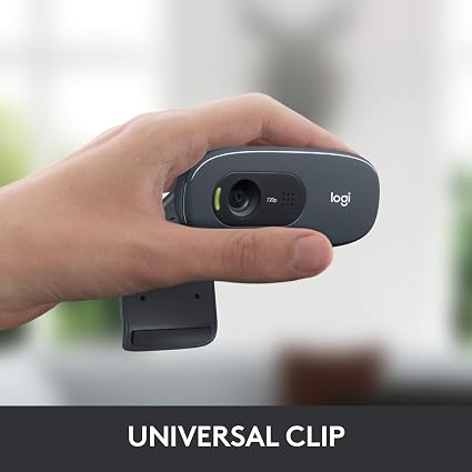 كاميرا ويب لوجيتك C270 بدقة HD 720p وميكروفون مدمج لتحسين الصوت والإضاءة