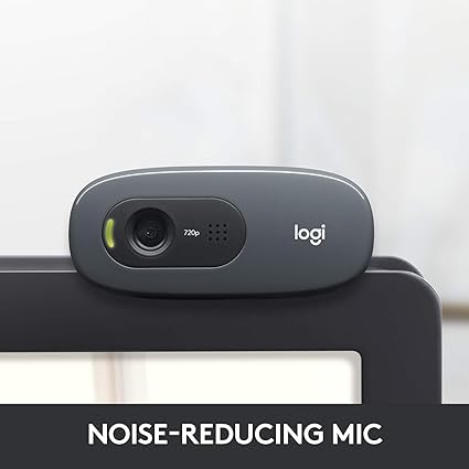 كاميرا ويب لوجيتك C270 بدقة HD 720p وميكروفون مدمج لتحسين الصوت والإضاءة