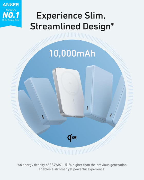 باور بانك MagGo 10K مع شحن لاسلكي 15W ومنفذ USB-C 30W من Anker