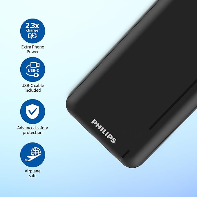 باور بانك فيليبس سعة 10000mAh شحن سريع 20 واط تصميم أنيق