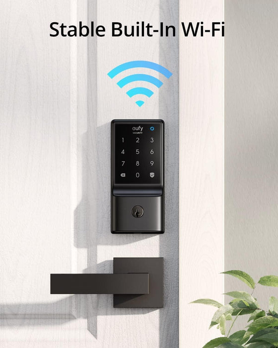 قفل ذكي Eufy Smart Lock C234 أسود مع Wi-Fi مدمج للتحكم عن بعد من Anker