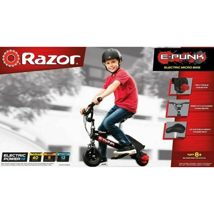 دراجة E-Punk الكهربائية بتصميم BMX وقوة Razor مع مقعد مريح قابل للتعديل من ريزر