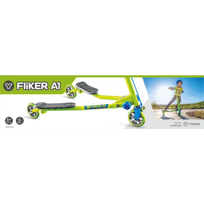 رايدر Yfliker A1 - تحديث 2018 بألوان أخضر وأزرق، تصميم ثلاثي العجلات قابل للطي. من وايفولوشن